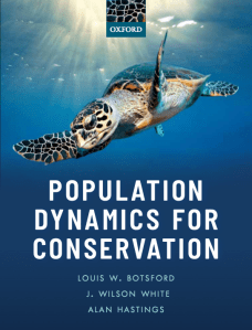 Cover of the book Population Dynamics for Conservation, depicting a loggerhead sea turtle